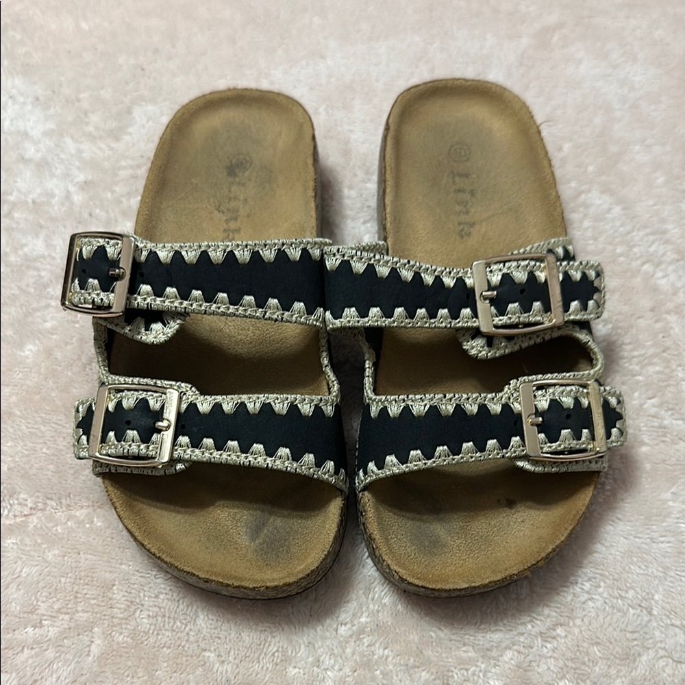 Kids Black and Tan Sandals